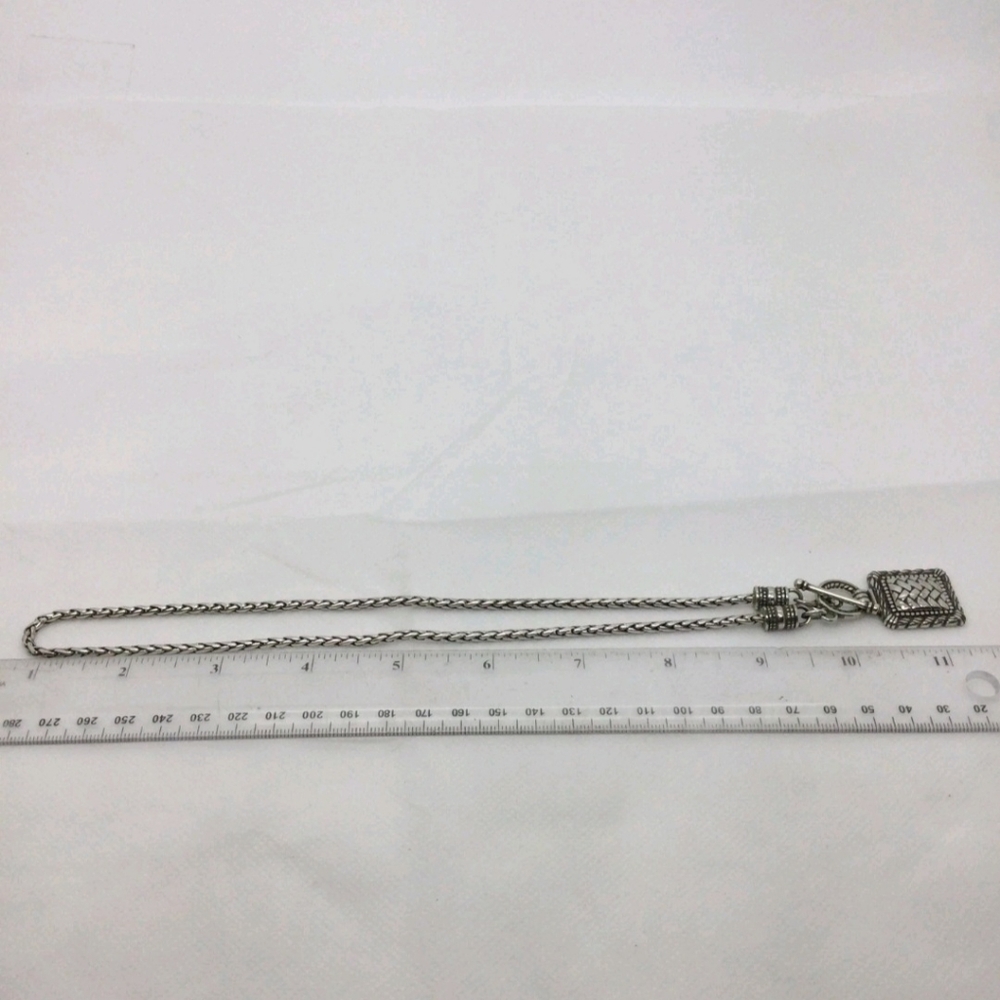 Brighton Wave Square Pendant Toggle Clasp Necklace EUC 18" - Picture 4 of 5